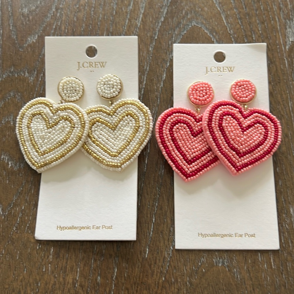 J.Crew Beaded heart earrings (2ct)